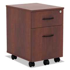 Alera® Valencia™ Series Mobile Box/File Pedestal, Left/Right, 2-Drawers: Box/File, Legal/Letter, Medium Cherry, 15.88" x 19.13" x 22.88"