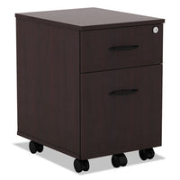 Alera® Valencia™ Series Mobile Box/File Pedestal, Left or Right, 2-Drawers: Box/File, Legal/Letter, Mahogany, 15.88