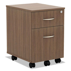 Alera® Valencia™ Series Mobile Box/File Pedestal, Left/Right, 2-Drawers: Box/File, Legal/Letter, Modern Walnut, 15.88" x 19.13" x 22.88"