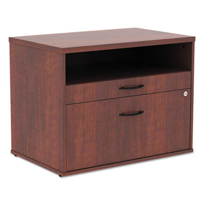 Alera® Open Office Desk Series Low File Cabinet Credenza, 2-Drawer: Pencil/File, Legal/Letter, 1 Shelf,Cherry,29.5x19.13x22.88 File Cabinets-Lateral Pedestal - Office Ready