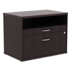 Alera® Open Office Desk Series Low File Cabinet Credenza, 2-Drawer: Pencil/File,Legal/Letter,1 Shelf,Espresso,29.5x19.13x22.88
