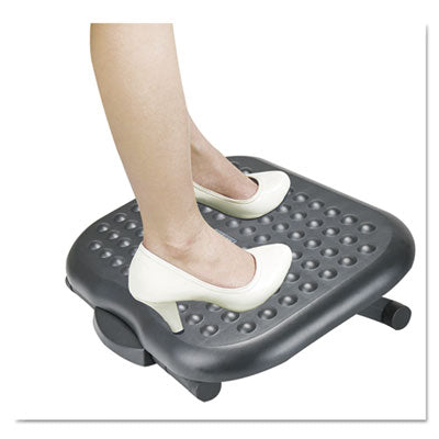 Alera Adjustable Footrest - Black, 13.75"W X 17.75"D X 4.5-6.75"H With Massage Rollers