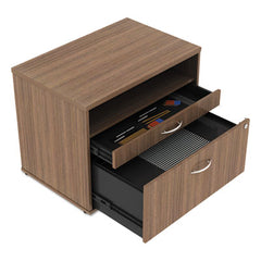 Alera® Open Office Desk Series Low File Cabinet Credenza, 2-Drawer: Pencil/File, Legal/Letter, 1 Shelf,Walnut,29.5x19.13x22.88