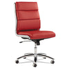 Alera® Neratoli® Mid-Back Slim Profile Chair, Faux Leather, Supports Up to 275 lb, Red Seat/Back, Chrome Base Chairs/Stools-Office Chairs - Office Ready