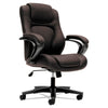 HON® HVL402 Series Executive High-Back Chair, Supports Up to 250 lb, 17" to 21" Seat Height, Brown Seat/Back, Black Base Chairs/Stools-Office Chairs - Office Ready