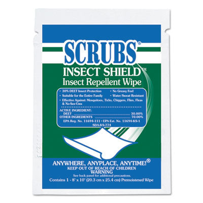 SCRUBS® Insect Shield™ Insect Repellent Wipes, 8 x 10, Floral, 100/Carton Insect Repellents - Office Ready