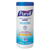 PURELL® Hand Sanitizing Wipes, Cloth, 5.75 x 7, Fresh Citrus, White, 100/Canister Hand/Body Wet Wipes - Office Ready