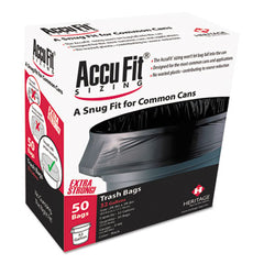 AccuFit® Linear Low Density Can Liners with AccuFit® Sizing, 44 gal, 0.9 mil, 37" x 50", Black, 50/Box