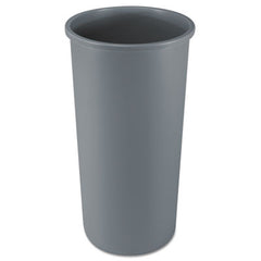 Rubbermaid® Commercial Untouchable® Large Plastic Round Waste Receptacle, 22 gal, Plastic, Gray