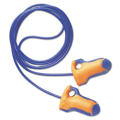 Howard Leight® by Honeywell Laser Trak® Detectable Single-Use Earplugs, Corded, 32NRR, Orange/Blue, 100 Pairs Ear Plugs-Single Use - Office Ready