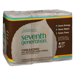 Seventh Generation® Natural Unbleached 100% Recycled Paper Kitchen Towel Rolls, 11 x 9, 120 SH/RL, 6 RL/PK