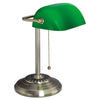 Alera® Banker's Lamp, Green Glass Shade, 10.5w x 11d x 13h, Antique Brass Desk & Task Lamps - Office Ready