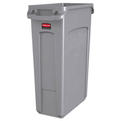 Rubbermaid® Commercial Slim Jim® with Venting Channels, Rectangular, Plastic, 23 gal, Gray