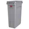 Rubbermaid® Commercial Slim Jim® with Venting Channels, Rectangular, Plastic, 23 gal, Gray Waste Receptacles-Indoor All-Purpose Waste Bins - Office Ready