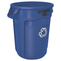 Rubbermaid® Commercial Brute® Recycling Container, 32 gal, Polyethylene, Blue Indoor/Outdoor Recycling Bins - Office Ready