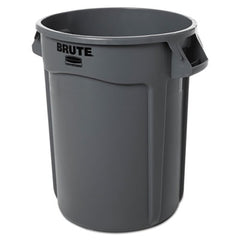 Rubbermaid® Commercial Vented Round Brute® Container, 32 gal, Plastic, Gray