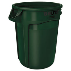 Rubbermaid® Commercial Vented Round Brute® Container, Plastic, 32 gal, Dark Green
