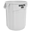Rubbermaid® Commercial Vented Round Brute® Container, 20 gal, Plastic, White Indoor All-Purpose Waste Bins - Office Ready