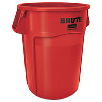 Rubbermaid® Commercial Vented Round Brute® Container, 44 gal, Plastic, Red Indoor All-Purpose Waste Bins - Office Ready