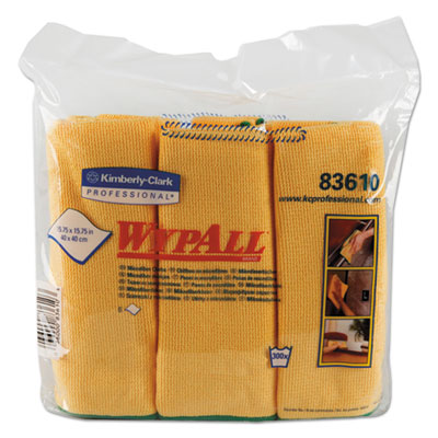 WypAll® Microfiber Cloths, Reusable, 15 3/4 x 15 3/4, Yellow, 24/Carton Towels & Wipes-Washable Cleaning Cloth - Office Ready