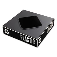 Safco® Public Square® Recycling Container Lid, Square Opening, 15.25 x 15.25 x 2, Black Waste Receptacle Lids-Recycling Lids & Tops - Office Ready