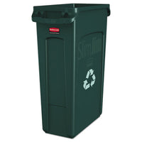 Rubbermaid® Commercial Slim Jim® Plastic Recycling Container with Venting Channels, Plastic, 23 gal, Green Waste Receptacles-Indoor Recycling Bins - Office Ready