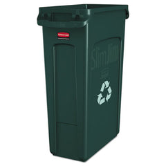 Rubbermaid® Commercial Slim Jim® Plastic Recycling Container with Venting Channels, Plastic, 23 gal, Green