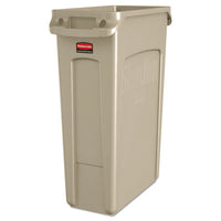 Rubbermaid® Commercial Slim Jim® with Venting Channels, 23 gal, Plastic, Beige Indoor All-Purpose Waste Bins - Office Ready