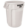 Rubbermaid® Commercial Vented Round Brute® Container, 32 gal, Plastic, White Indoor All-Purpose Waste Bins - Office Ready