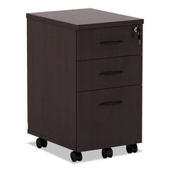 Alera® Valencia™ Series Mobile Box/Box/File Pedestal File, Left/Right, 3-Drawers: Box/Box/File, Legal/Letter, Mahogany, 15.88 x 20.5 x 28.38