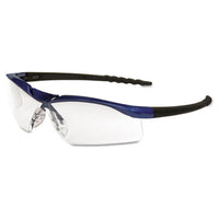 MCR™ Safety Dallas™ Safety Glasses, Metallic Blue Frame, Clear AntiFog Lens Safety Glasses-Wraparound - Office Ready