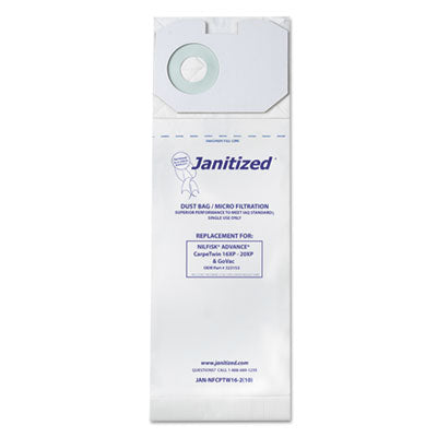 Janitized® Vacuum Bags, 100/CT Vacuum Cleaner Bags-Disposable - Office Ready
