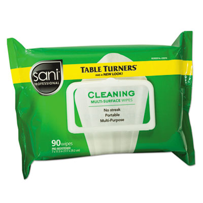 Sani Professional® Cleaning Multi-Surface Wipes, 11 1/2 x 7, White, 90 Wipes/Pack, 12 Packs/Carton Towels & Wipes-Cleaner/Detergent Wet Wipe - Office Ready