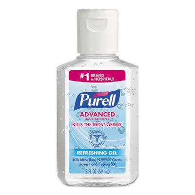 PURELL® Advanced Hand Sanitizer Refreshing Gel, 2 oz, Flip-Cap Bottle, Clean Scent, 24/Carton Gel Hand Sanitizer Bottles - Office Ready