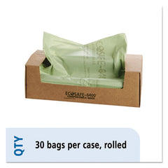 Stout® by Envision™ EcoSafe-6400™ Bags, 64 gal, 0.85 mil, 48" x 60", Green, 30/Box