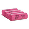 Tidy Girl™ Feminine Hygiene Sanitary Disposal Bags, 4" x 10", Pink/Black, 150 Bags/Roll, 4 Rolls/Carton Sanitary Napkin Receptacle Liners - Office Ready