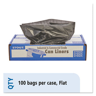 Recycled Can Liners 55-60gal 2mil 38 x 58 Black 100/Carton