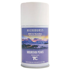 Rubbermaid® Commercial TC® Microburst® 9000 Air Freshener Refill, Mountain Peaks, 5.3 oz Aerosol Spray, 4/Carton