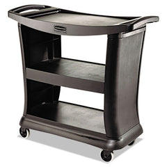 Rubbermaid® Commercial Executive Service Cart, Plastic, 3 Shelves, 300 lb Capacity, 20.33" x 38.9" x 38.9", Black