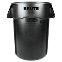 Rubbermaid® Commercial Vented Round Brute® Container, 44 gal, Plastic, Black Indoor All-Purpose Waste Bins - Office Ready