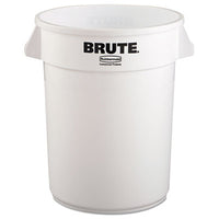 Rubbermaid® Commercial Vented Round Brute® Container, 32 gal, Plastic, White Indoor All-Purpose Waste Bins - Office Ready