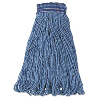 Rubbermaid® Commercial Universal Headband Mop, Cotton/Synthetic, 24oz, Blue, 12/Carton Mop Heads-Wet - Office Ready