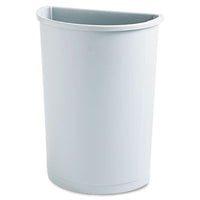 Rubbermaid® Commercial Untouchable® Half-Round Plastic Receptacle, 21 gal, Plastic, Gray Indoor All-Purpose Waste Bins - Office Ready