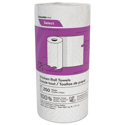 Cascades PRO Select® Kitchen Roll Towels, 2-Ply, 8 x 11, 250/Roll, 12/Carton Towels & Wipes-Perforated Paper Towel Roll - Office Ready