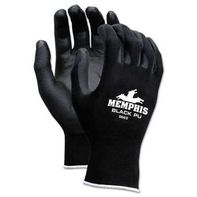 MCR?äó Safety Economy PU Coated Work Gloves, Black, Large, Dozen Work Gloves, Coated - Office Ready