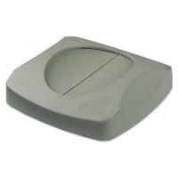 Rubbermaid® Commercial Untouchable® Swing Top Lid, 16w x 16d x 4h, Gray Swing-Top Waste Receptacle Lids - Office Ready