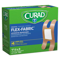 Curad® Flex Fabric Bandages, Knuckle, 1.5 x 3, 100/Box Bandages-Fabric Self-Adhesive Knuckle/Fingertip - Office Ready