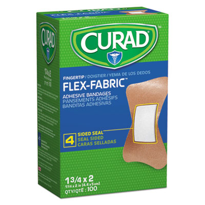 Curad® Flex Fabric Bandages, Fingertip, 1.75 x 3, 100/Box Bandages-Fabric Self-Adhesive Knuckle/Fingertip - Office Ready