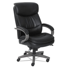 La-Z-Boy® Woodbury Big & Tall Executive Chair, Supports Up to 400 lb, 20.25" to 23.25" Seat Height, Black Seat/Back, Weathered Gray Base