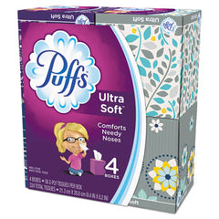 Puffs® Ultra Soft™ Facial Tissue, 2-Ply, White, 56 Sheets/Box, 4 Boxes/Pack